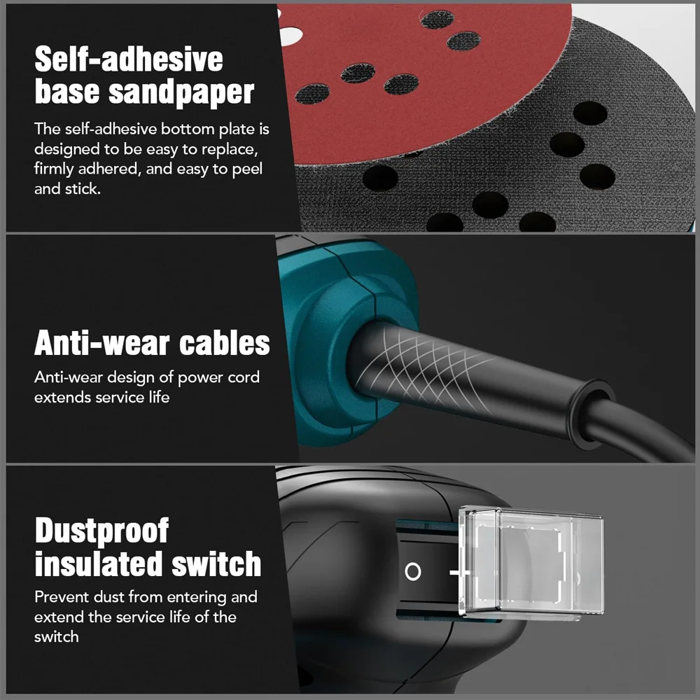 ضبط سرعة الصنفرة الكهربائية لصنفرة المعادن والجدران والخشب وتلميع السيارات 3