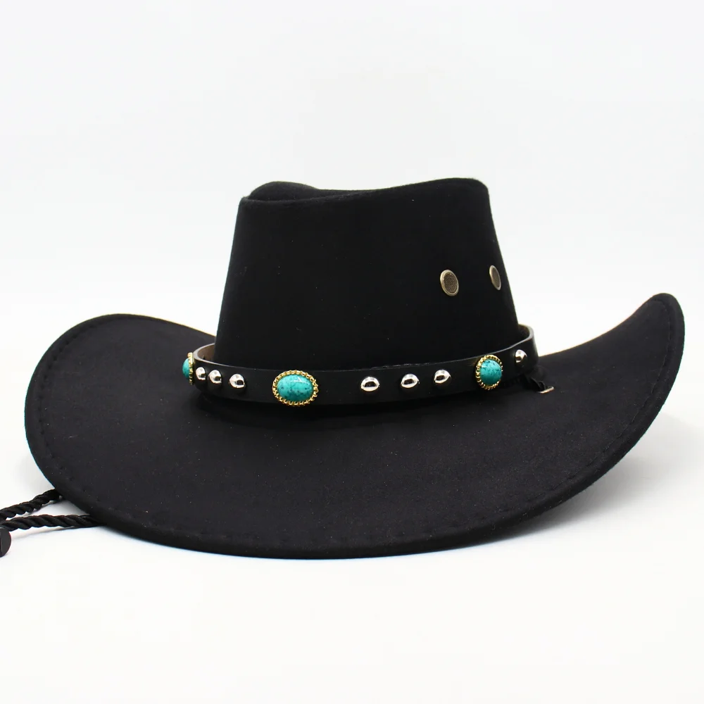 

Ethnic Style Travel Wide Brim Cowboy Hat Jazz Gentleman Western Cowgirl Holidays Knight Hats Men Women Black Country Cosplay Hat