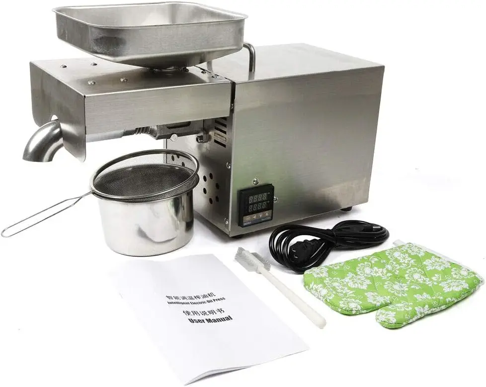 1500W Oil Press Machine Automatic Electric Oil Presser Hot Cold Stainless Steel Oil Extractor Expeller for Flax Peanut Sesame Ca 6