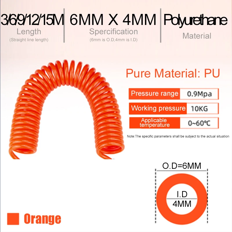 PU Air Compressor Hose Tube Spiral Pipe Pneumatic Polyurethane Telescopic Spring Tool Air Compressor Hose Pneumatic Tube
