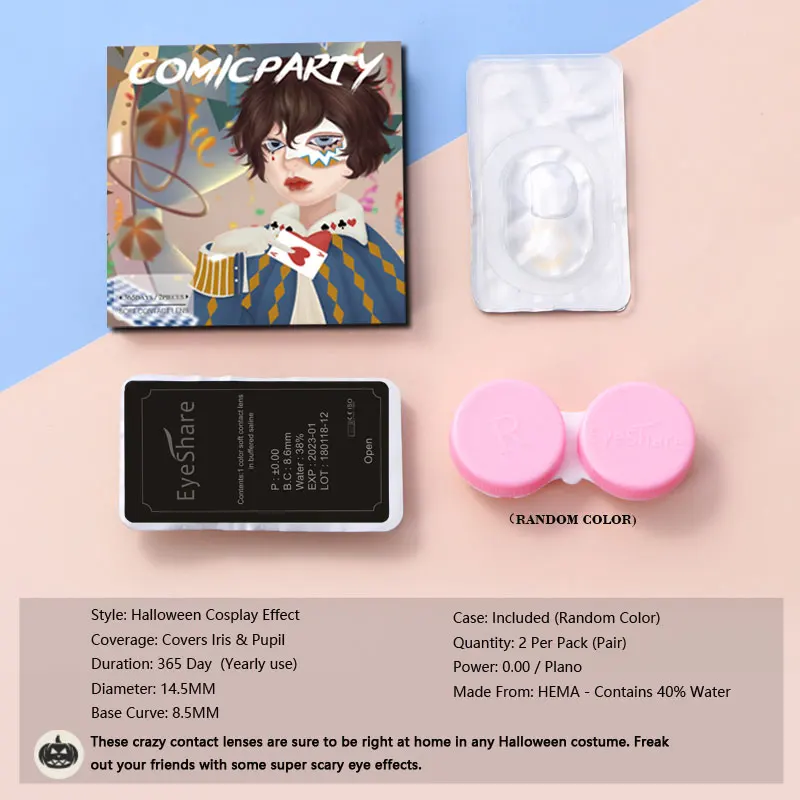 Vivid Cosplay & Halloween Colored Contact Lenses - White & Black Edition (1 Pair)