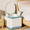 Elderly Mobile Commode Toilet, Foldable Adult Bedroom Odor Proof Portable Toilet Seat Bedside Toilet Chair for Disabled People 1