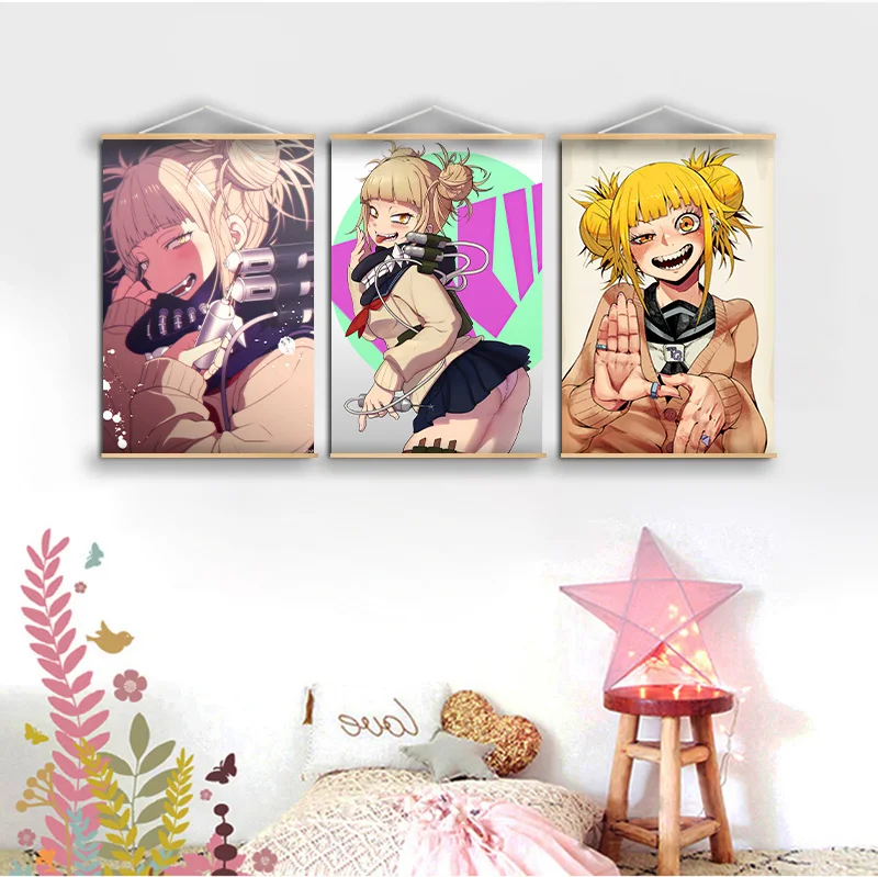 Anime Poster Boku no Hero Academia Himiko Toga manga wall Solid Wood Hanging Scroll anime poster Canvas Printings |