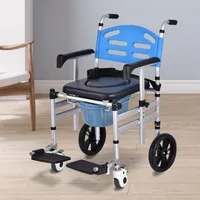 Transport Chair for The Elderly, Disabled Mobile Toilet Chair on Wheels, Foldable Disability Lift Chairs, Transfer Wheelchair 1
