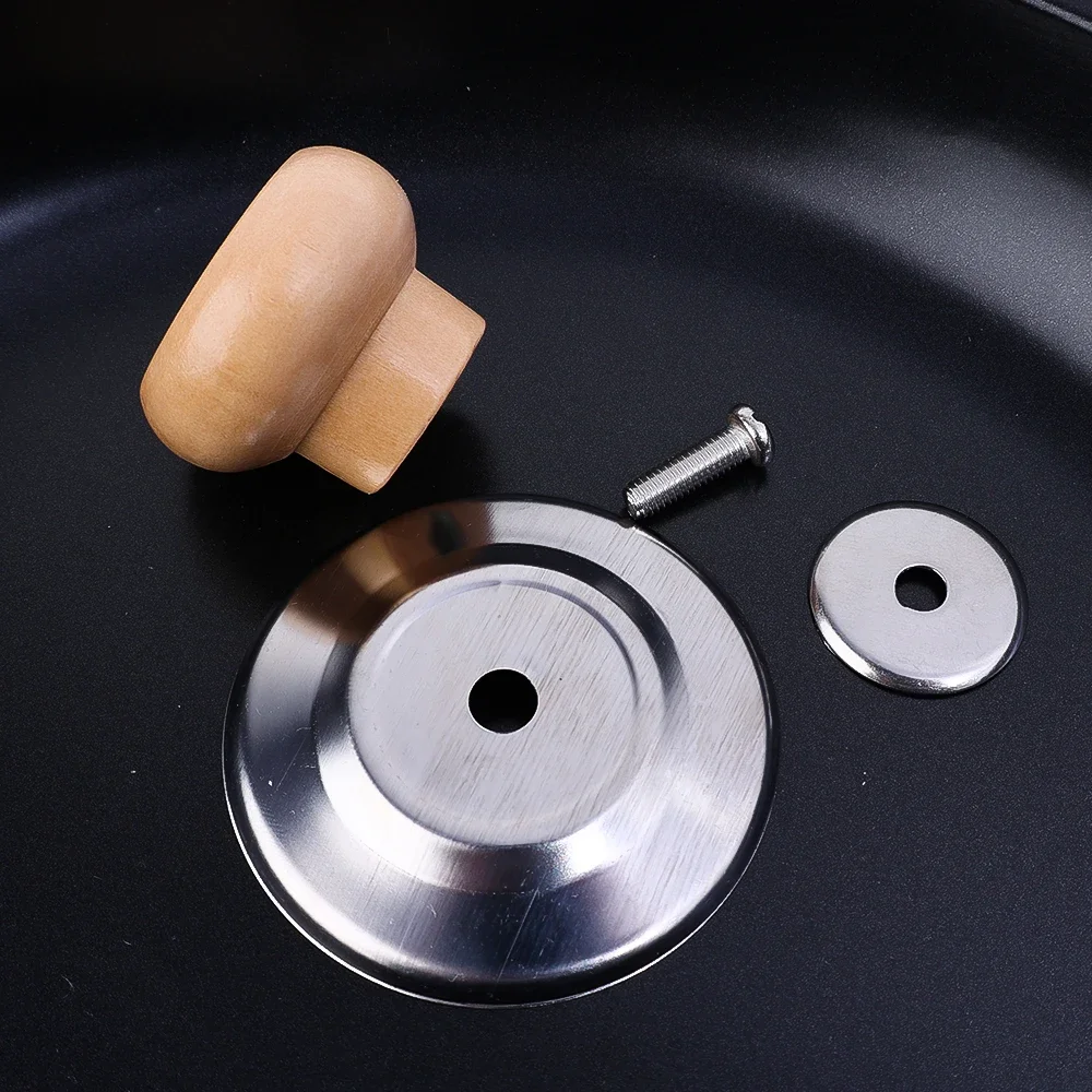 Pot Lid Handles 2/1Pcs Wood Pot Cover Handle Lid Handle Stainless Steel Universal Anti-scald Cover Kitchen Cookware Part Sturdy Knobs Accessory