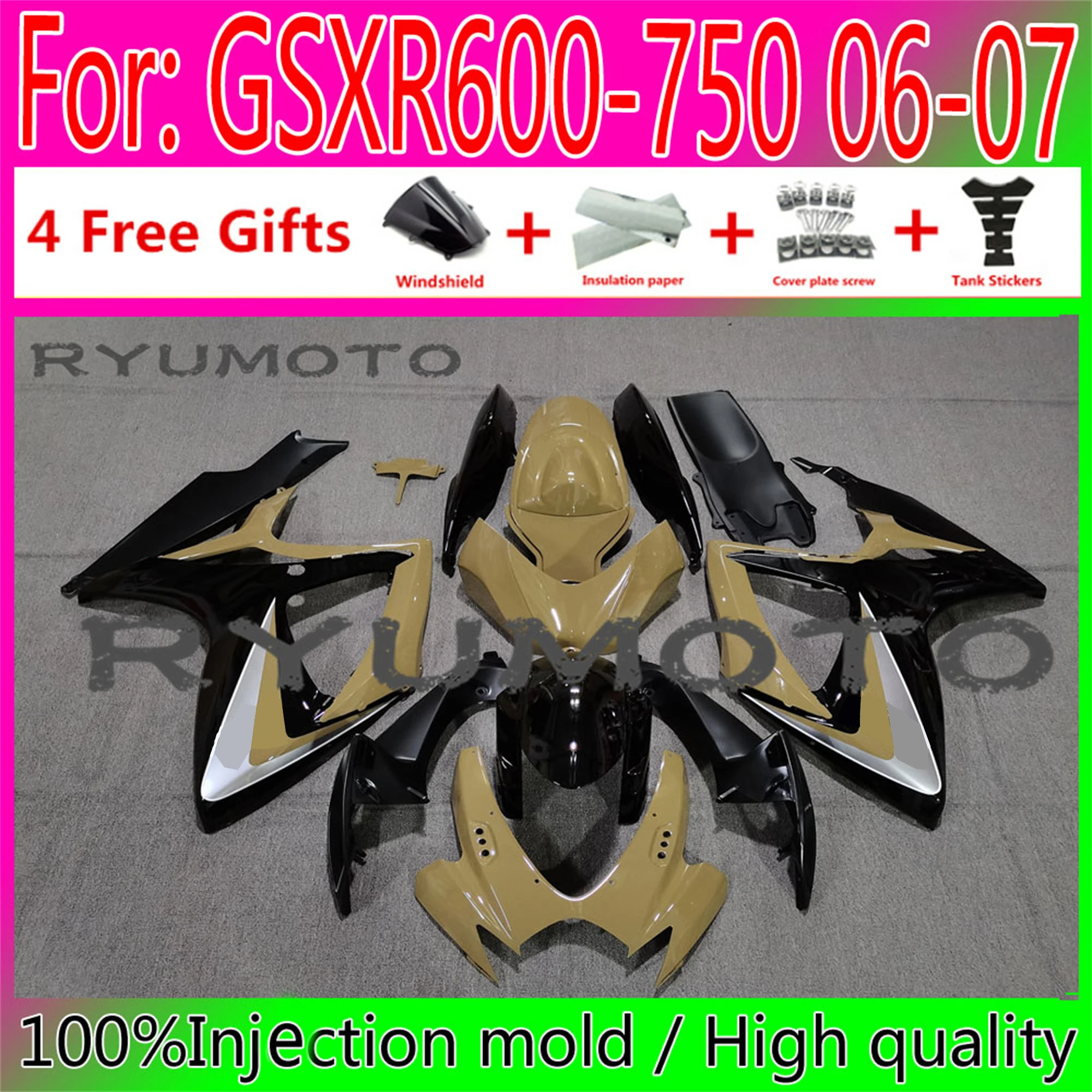 

New Motorcycle Injection Fairing Bodywork For Suzuki GSXR600 06 07 GSXR750 2006 GSX-R750 2006 - 2007 K6 Fairings black