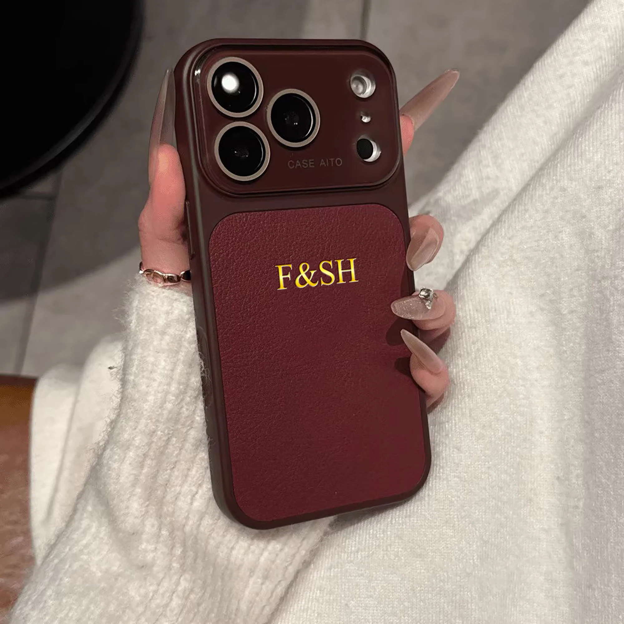 Personalized Luxury Faux Leather Case For iPhone 17 Pro Max thumbnail 2