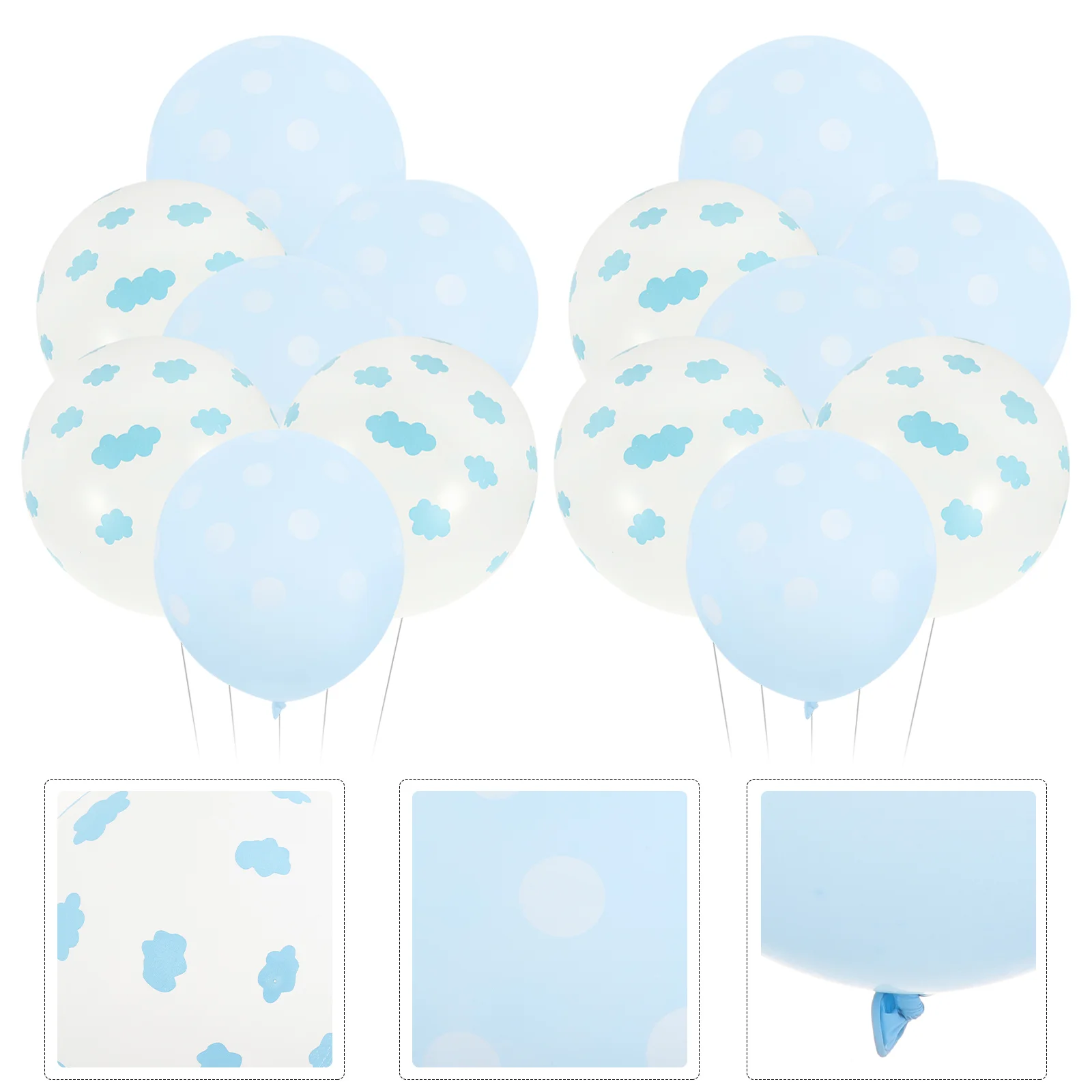 

100Pcs Printed Latex Balloons Sky Clouds Pattern Ballons Birthday Party Ornaments Wedding Banquet Decoration (White Blue 50