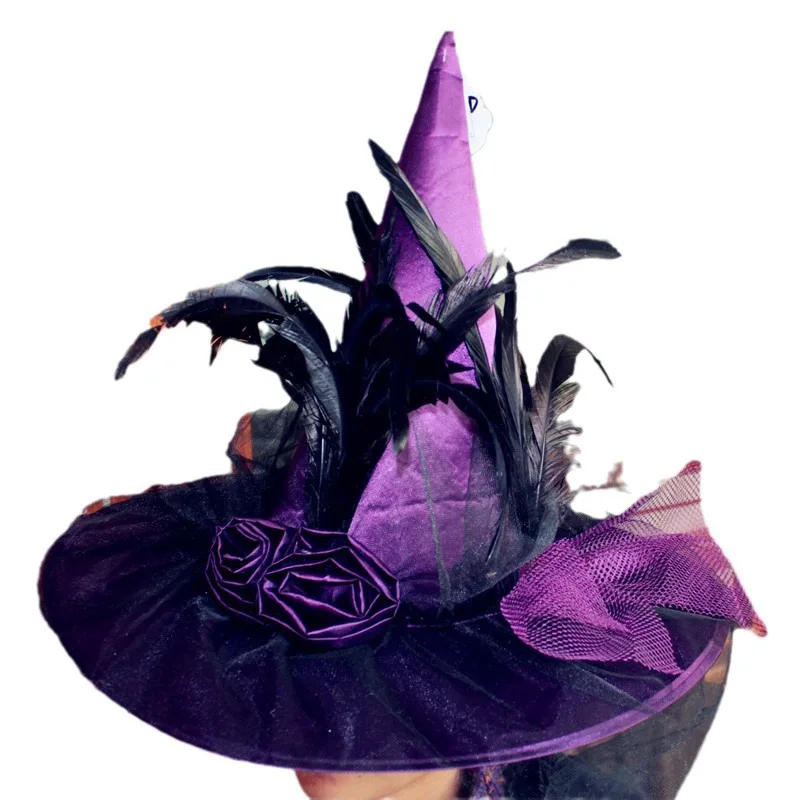 Halloween Witch Hat Black and White Witch Hat Shaped Attention-grabbing Make Up Wired Cosplay Costume Accessories Festive