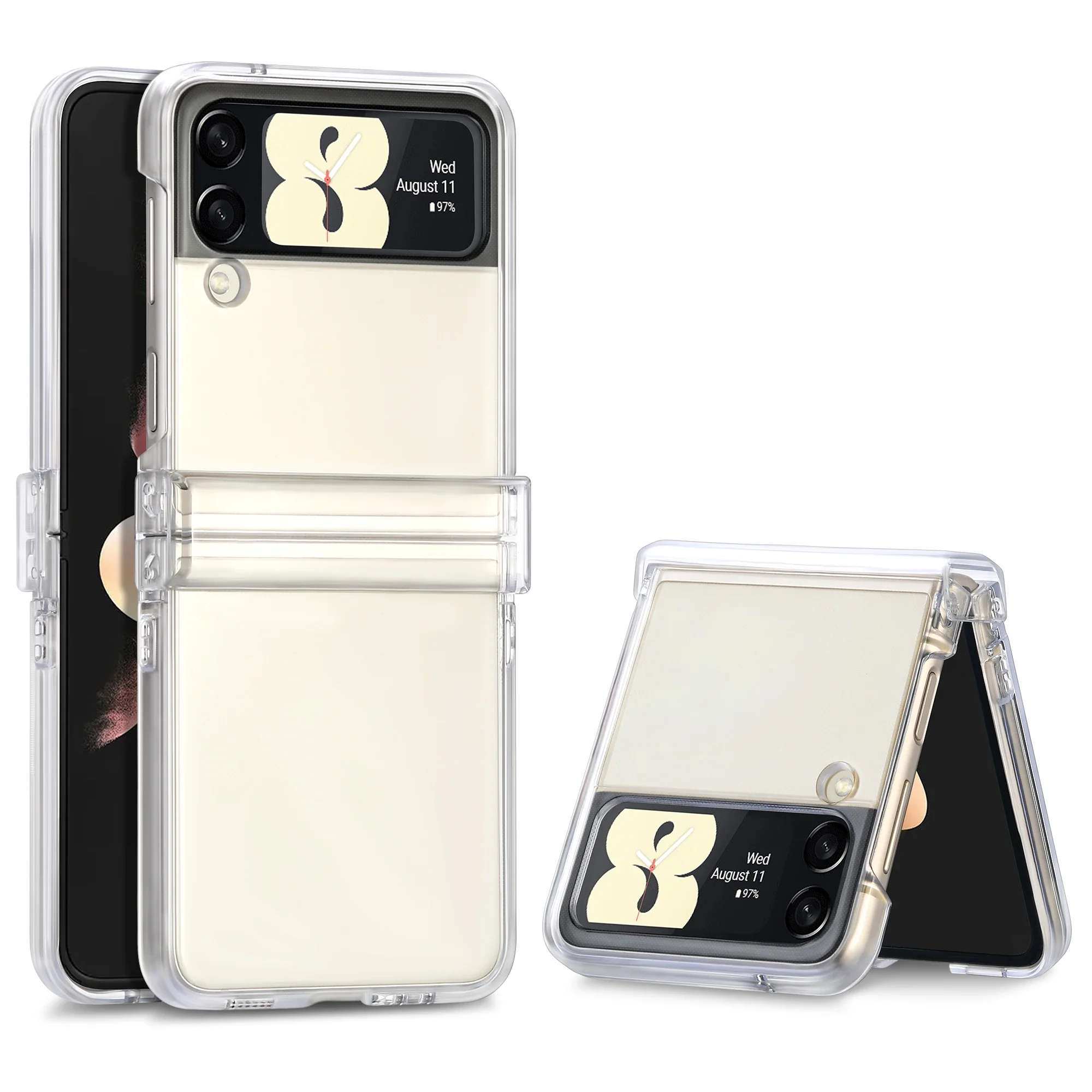 Clear Anti-Slip Mobile Phone Cover with Hinge Protection