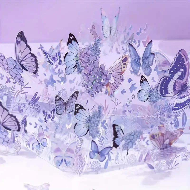 Purple Butterfly Birthday Pop Up Card,PVC graceful butterfly swaying Flower 3D Greeting Card Gift for All Occasion greeting cards
