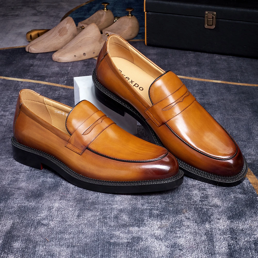 Handgefertigte Business-Casual-Schuhe aus echtem Leder für Herren, dreilagige Welt, rote Sohlen, unterstützt und verformungssicher, EU-Größen für das tägliche Büro – Detail 9