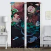 Elegant Room Curtains 2 Pieces Demon Slayer Living Room Curtain Home Interior Curtains for Camera Shades Tulle for Bedroom Child 2