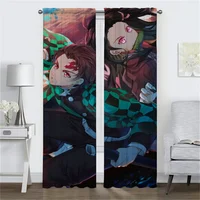 Elegant Room Curtains 2 Pieces Demon Slayer Living Room Curtain Home Interior Curtains for Camera Shades Tulle for Bedroom Child 2