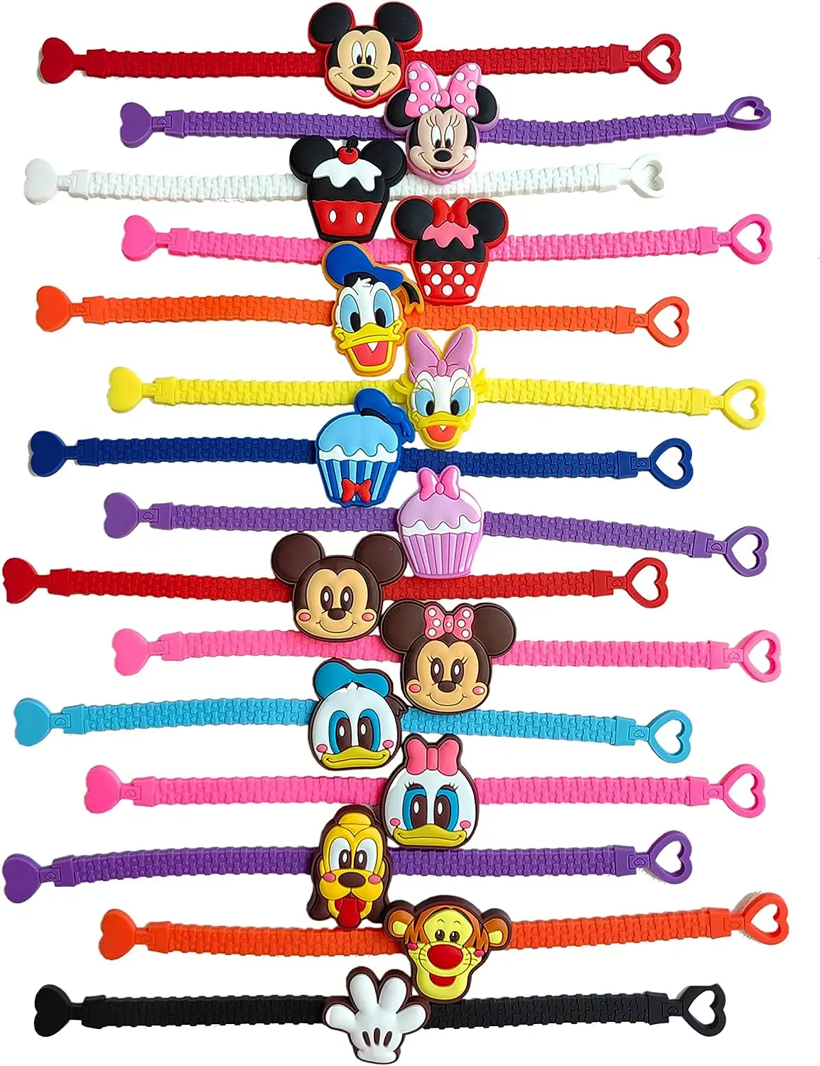 

12Pcs Minnie Mickey Mouse Rubber Bracelet Adjustable Cartoon Silicone Wristband Goodie Bag Stuffers for Kids Birthday Decoration