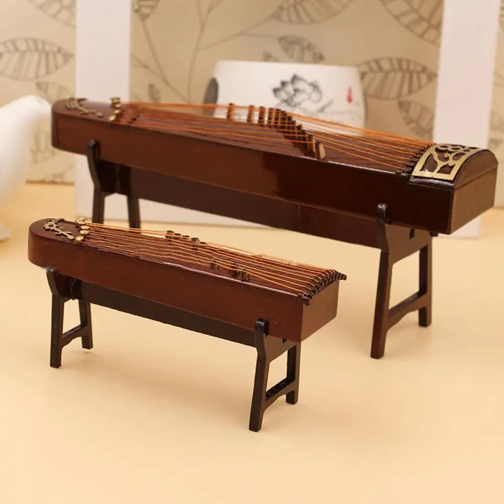 

Mini Guzheng Ornament Wooden Guzheng Musical Instrument Model Dollhouse Scene Decoration Accessories