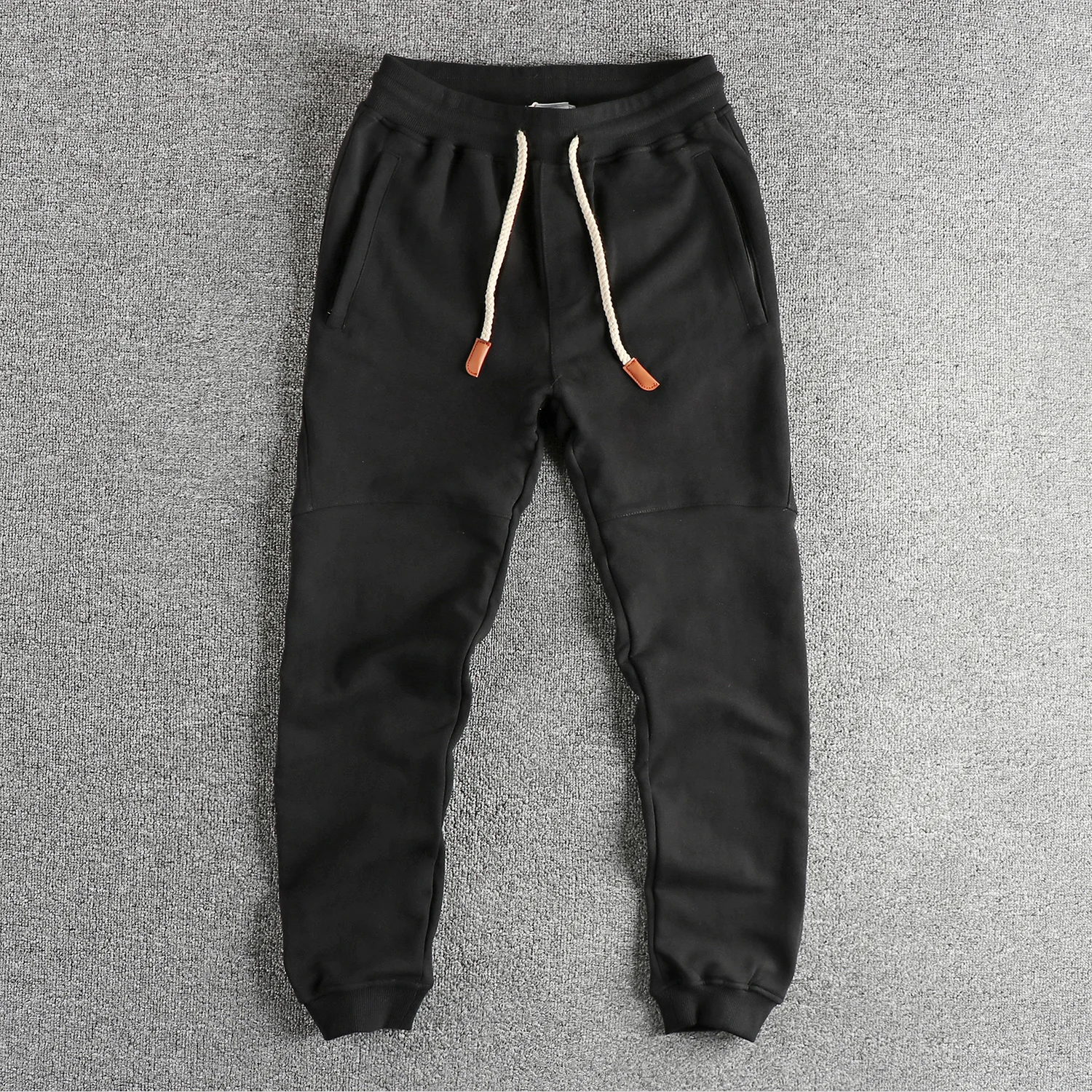 Autumn New American Retro Terry Cloth Solid Color Sweatpants Men's Simple Washed Drawstring Casual Sports Youth Ankle-tied Pants