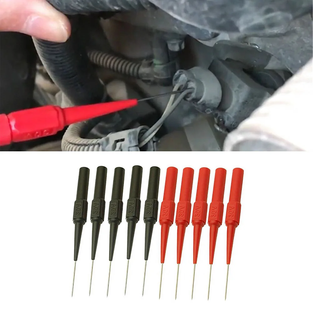 10pcs 절연 피어싱 바늘 비파괴 멀티미터 테스트 프로브 측정 장치 바나나 플러그용 자동차 도구