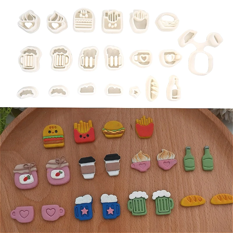 Cute Fries/burger/cup Styling Polymer Clay Mold DIY Earring Brooch Jewelry Styling Polymer Clay Cutter Pottery Tools
