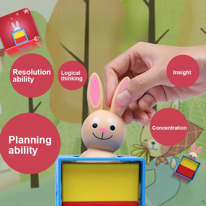 Children Educational Learning Toys Rabbit Magic Box Board Game 60 Challenges Logic Puzzle Game School Recommendation Toy for kid 4