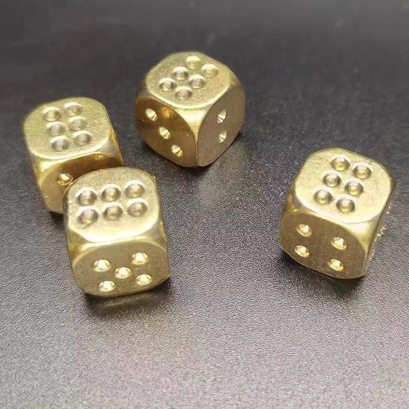 2Pcs 15mm Metal Dice Brass Gold Color High Quality 6 Sided Dice Brass dice hand polished Stress Relieving Toys For Adult 4