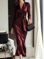 Autumn temperament goddess Hepburn style long-sleeved lace-tight waist dress for women - Image 3