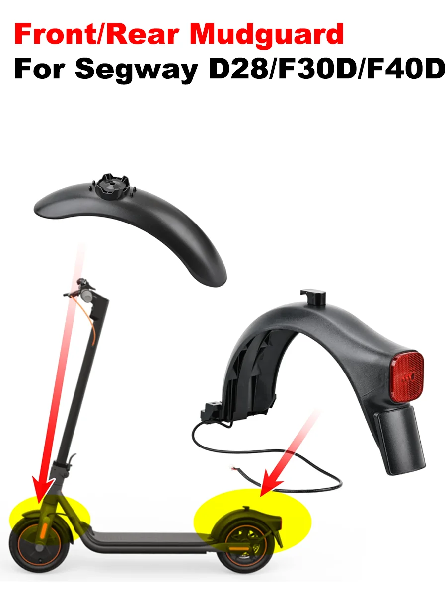 Vorderer und Hinterer Schmutzfänger für Ninebot D28 / F30D / F40D Spritzschutz mit Haken LED-Rücklicht Kunststoffteile – Detail 1