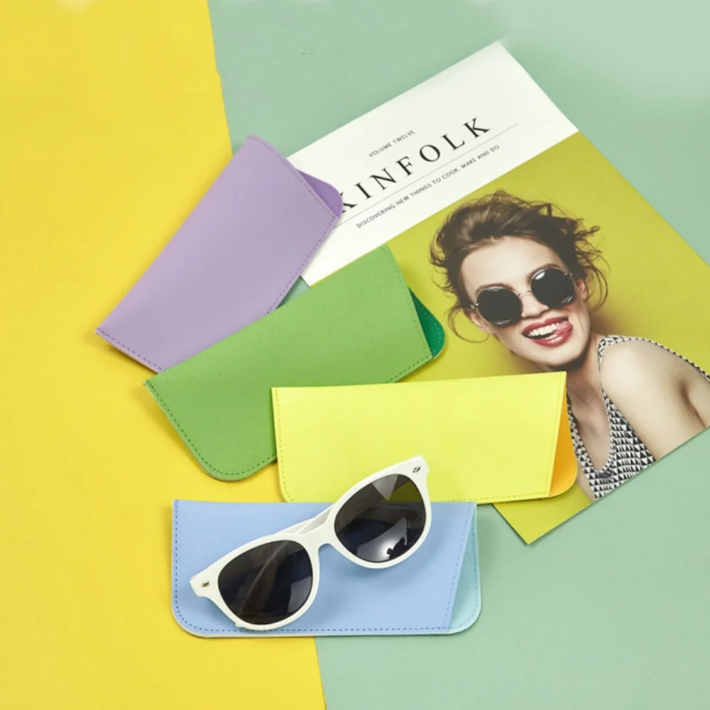 

Candy Color Glasses Bag Women Men Sunglasses Reading Case Protective Cover Simple Soft PU Leather Pouch Eyewear Accessories