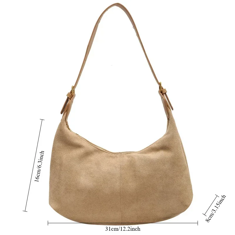 Velvet Handbag Purse Suede Shoulder Bag Causal Crossbody Bags Female Luxury Designer Clutch Ladies Crescent Hobo Bag for Women