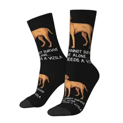 Cute Print Funny Vizsla Dog And Wine Socks for Women Men Stretch Summer Autumn Winter Cartoon Animal Crew Socks