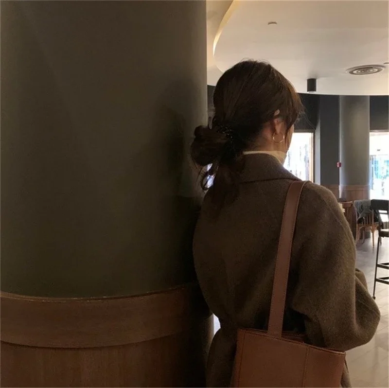 Elegant Winter New Women Korean Chic Long Blend Woolen Oversize Coats Loose Lapel Overcoat Cardigans Thick Warm Coat Outerwear