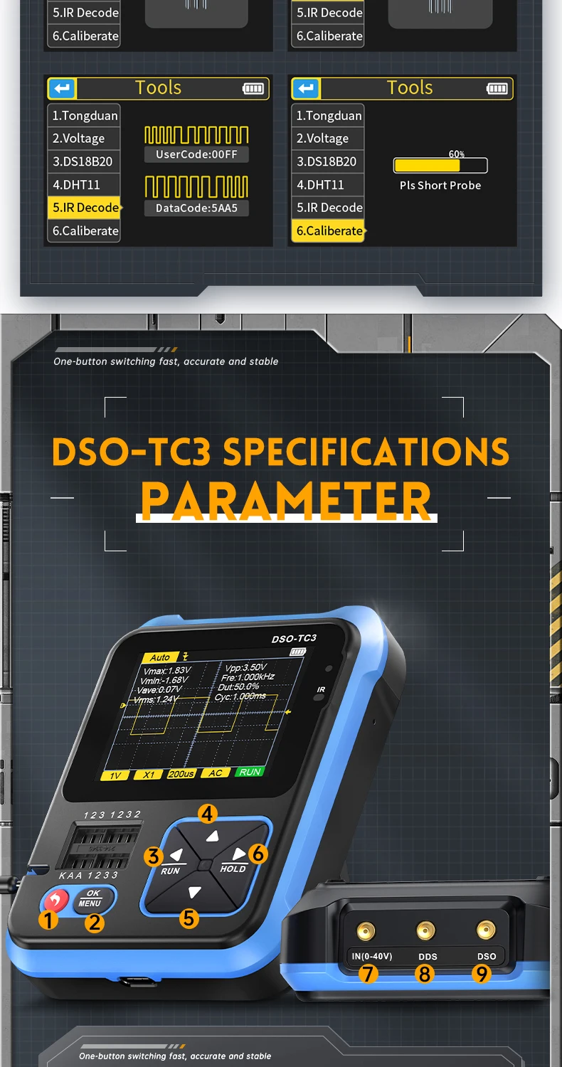 DSO-TC3 3-In-1 Osciloscop Digital Tester De Tranzistori Tester De Componente Ele