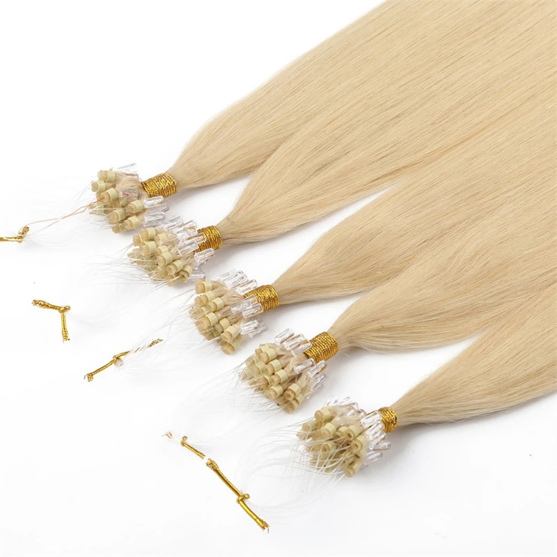 #613 Straight Micro Loop Hair Extension Human Hair Remy Extensions for Women Invisible Fishing Line Nanolink