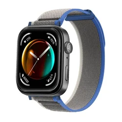 Nylon Braided Elastic Wristband for Smartwatches - Durable and Comfortable Strap (Grey Blue)