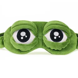 Plush 3D Frog Sleep Mask - Soft Portable Blindfold (Green)