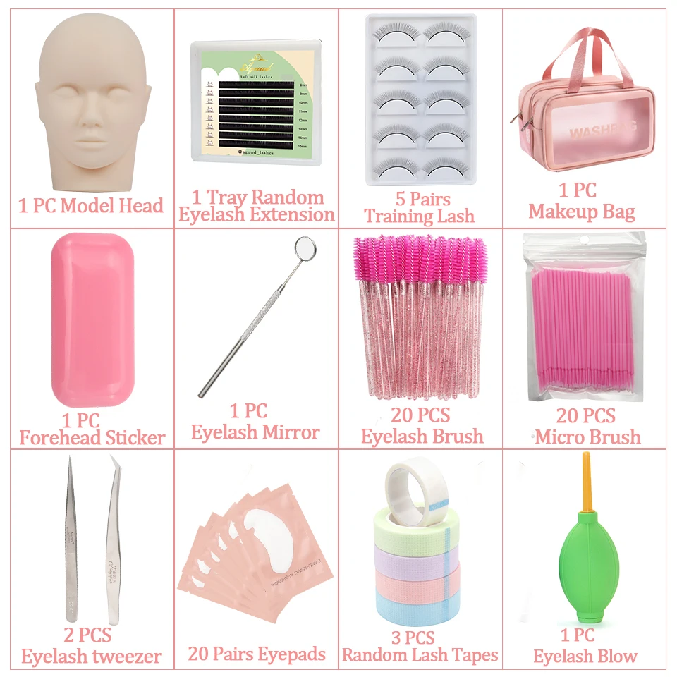Description Picture 2 of itemFactory Vendor Mannequin Head False Eyelash Extension Kit Set for Beginner Brushes Clearn Remover Eye Lash Accessories Supplies