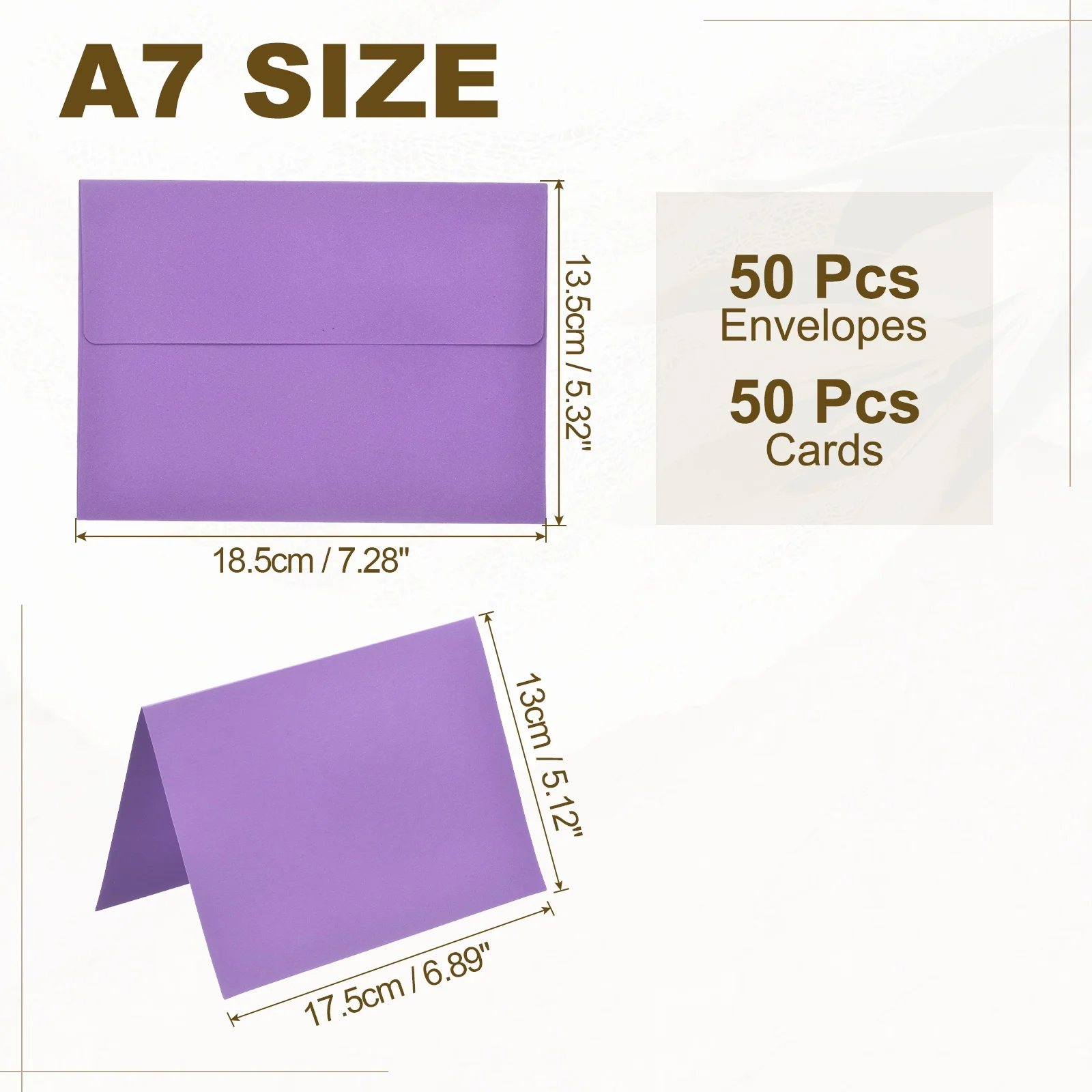 50-Set A7 Self-Seal Envelopes with Folded Cardstock for Invitations and Greeting Cards