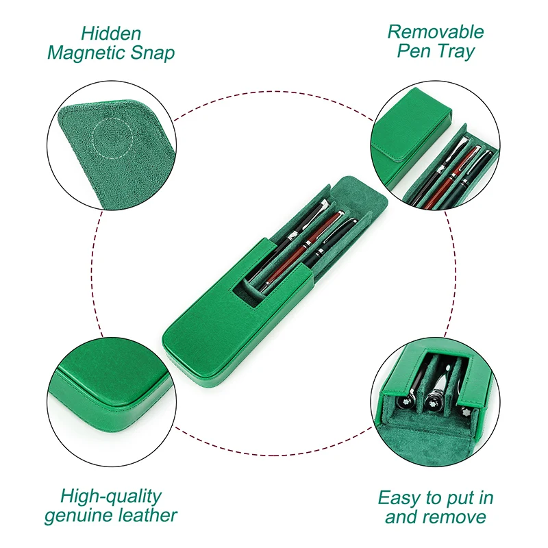 CONTACTS FAMILY 3 필통 가죽 문구 정리함 커버, 분리형 휴대용 수제 펜 상자, 충격 방지 펜꽂이