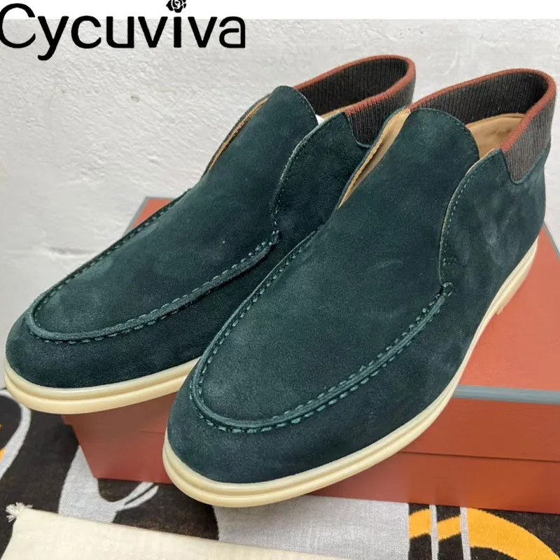 

Designer Suede High Top Loafers For Men and Women Rubber Sole Casual Comfort Flat Men Shoes Autumn Office Vacation Walk Shoes