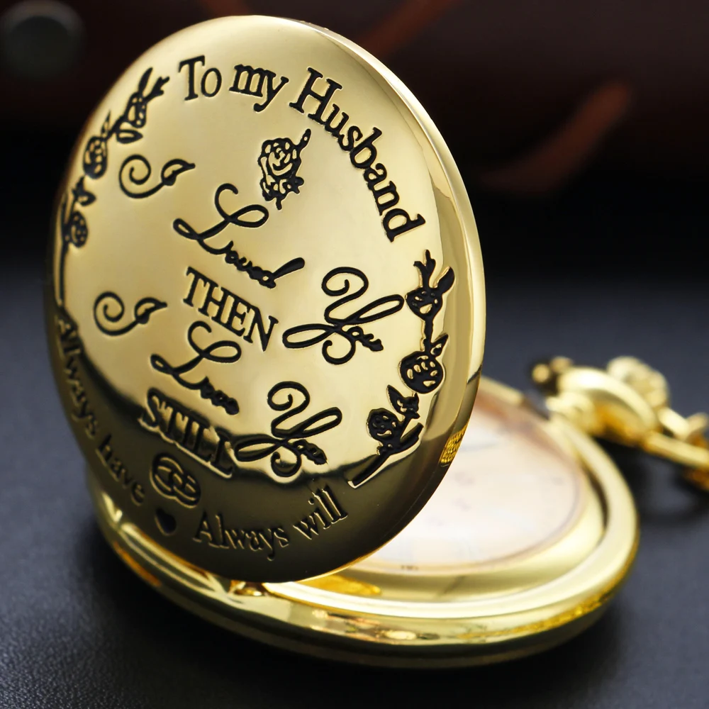A mi marido reloj de bolsillo de cuarzo exquisito COLLAR COLGANTE Fob cadena Vintage Steampunk reloj de bolsillo hombres y mujeres CF1205