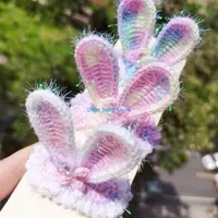 N80C Cartoon Rabbit Ears Hairpin Woolen Knitted Girls Hair Clip Funny Knitting Headwear Hair Accessory Gift for Kids