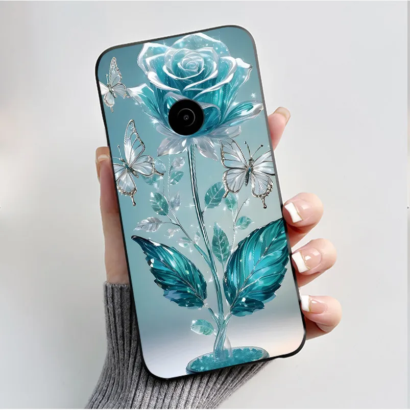 Cute Flower Cartoon Soft Silicone Phone Case – Black Printed Shell Cover