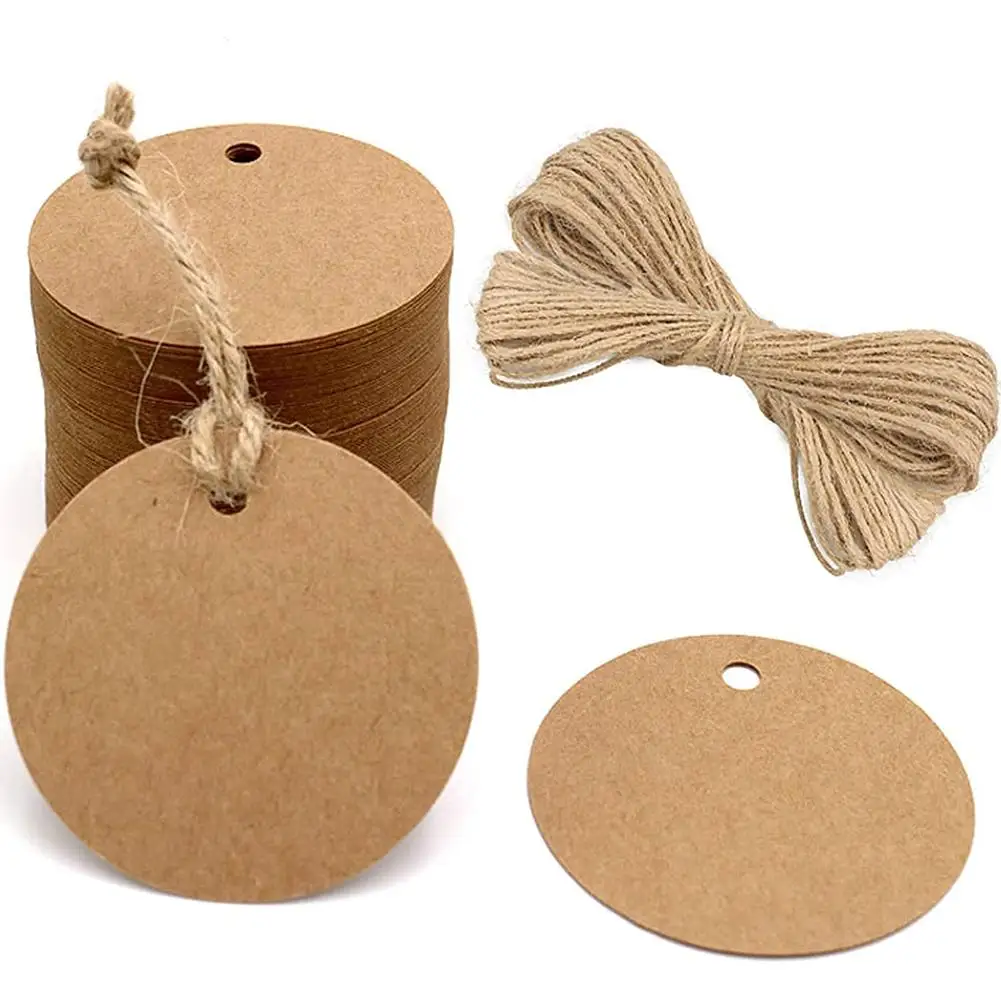 Round Kraft Paper Tags Blank DIY 6cm Price Label Cards 100pcs