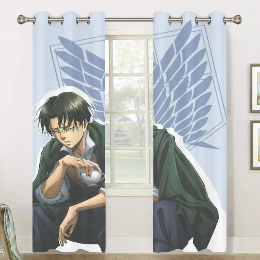Wings of Liberty Attack on Titan Retro Shading Curtains  for Living Room Decoration Window Curtain 2 PC  4