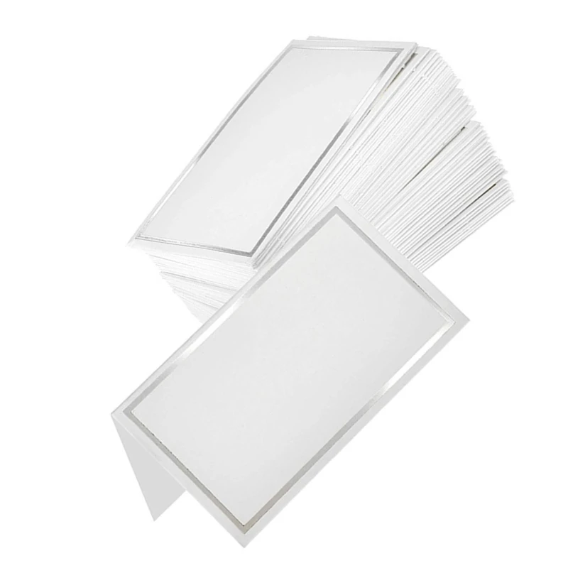 Set of 50 Stylish Gold Rimmed Table Name Cards for Wedding Banquet Dinner Party and Festival Gold/ Silver Accent