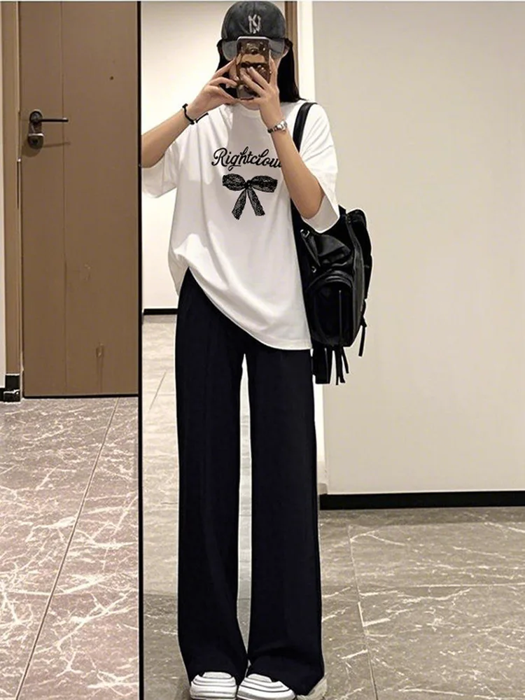 출산 여름 의상 느슨한 반팔 티셔츠 블랙 우아한 임신 배 커버 여성 세트 코튼 편안한