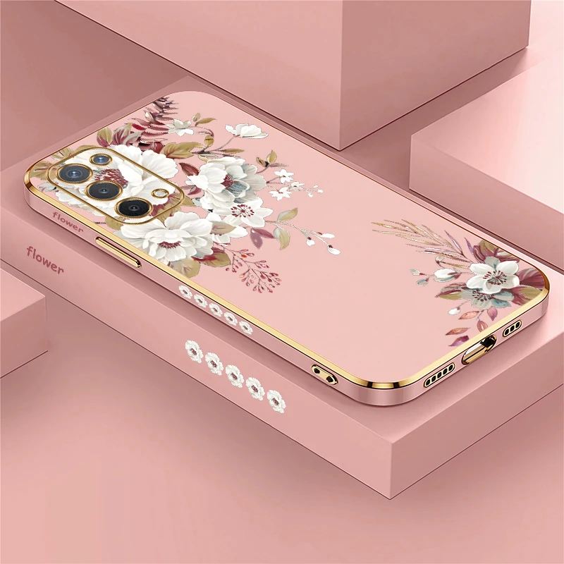 Elegant Fashion Floral Shockproof Silicone Case - Plating Design, Soft Shell Protection