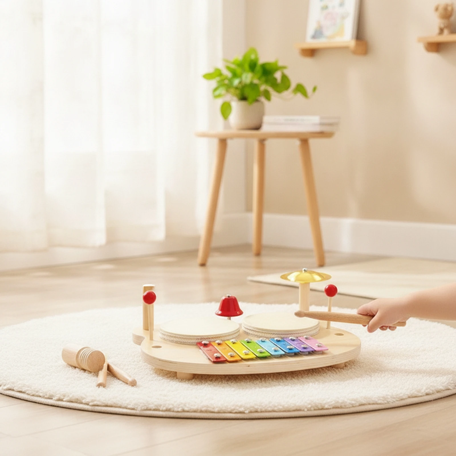 타악기 테이블 탁상용 어린이용 나무 타악기 용 악기 세트 발달 장난감 실로폰