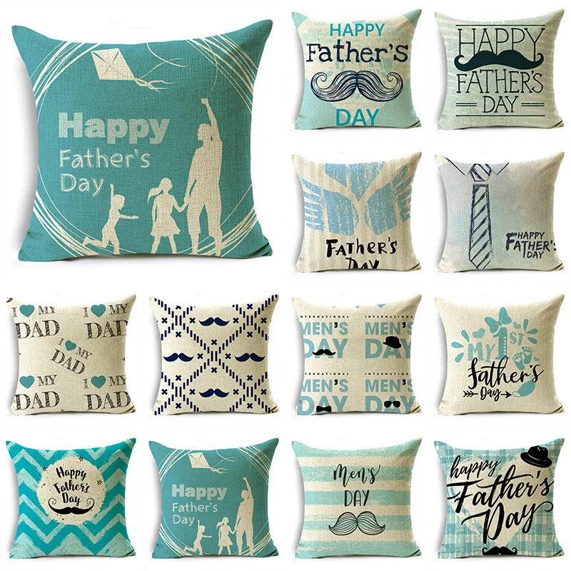 

Blue Series Father's Day Pattern Square Cushion Cover Pillowcase for Sofa Couch Bedroom Home Decor 40cm 45cm and 50cm