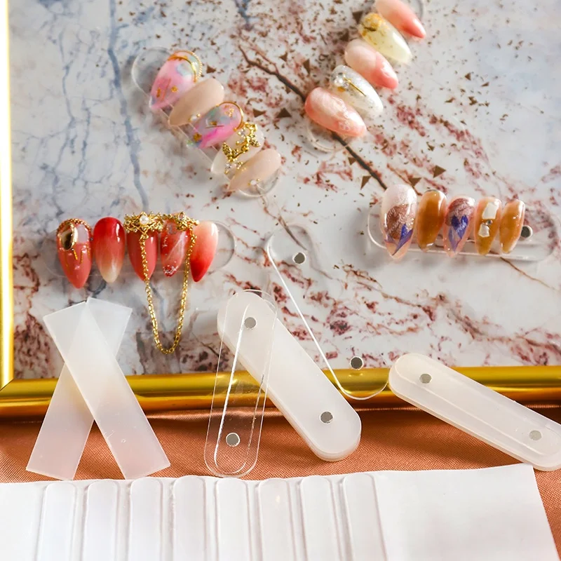 Magnet Transparent False Nail Tips 10/20/30pcsDisplay Stand With Practice Acrylic Gel Polish Holder Strip Manicure Showing Tool